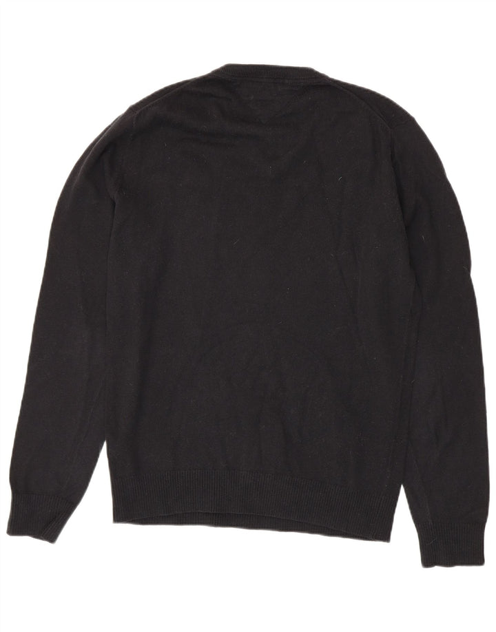 TOMMY HILFIGER Pull Col V Homme Petit Noir Coton