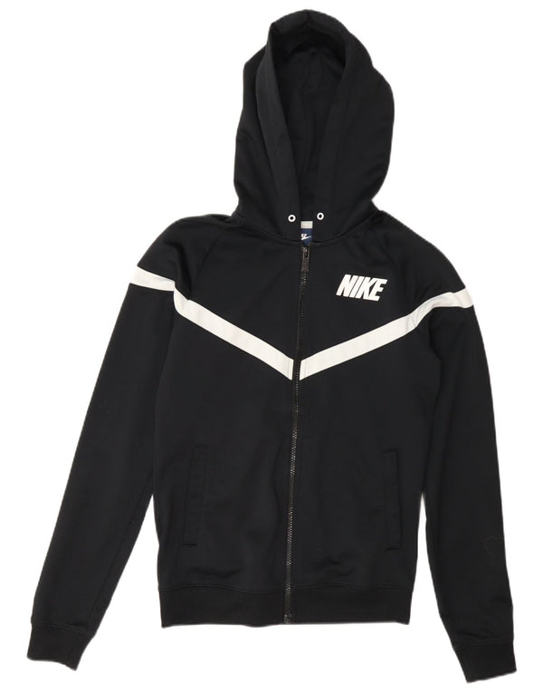 Nike Pull à capuche zippé graphique pour femme UK 10 Small Noir Colourblock