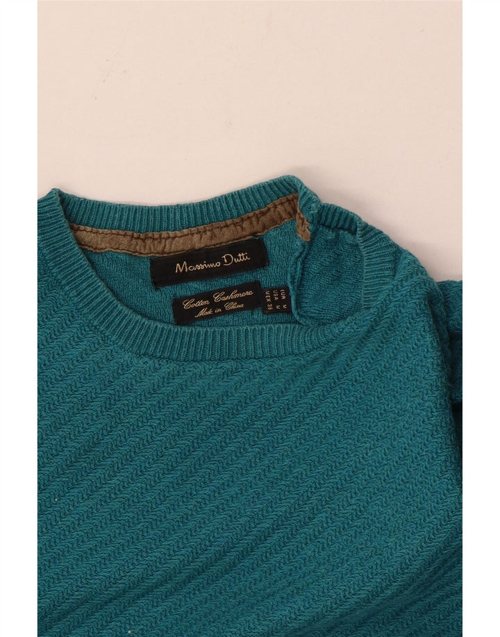 Massimo Dutti Pull col rond homme en coton bleu moyen