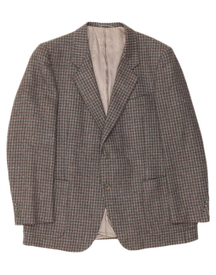 VINTAGE Veste Blazer 2 Boutons Homme UK 38 Pied-de-Poule Gris Moyen