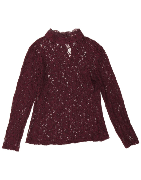 Oasis Chemisier en dentelle à manches longues pour femme UK 12 Medium Bordeaux Floral