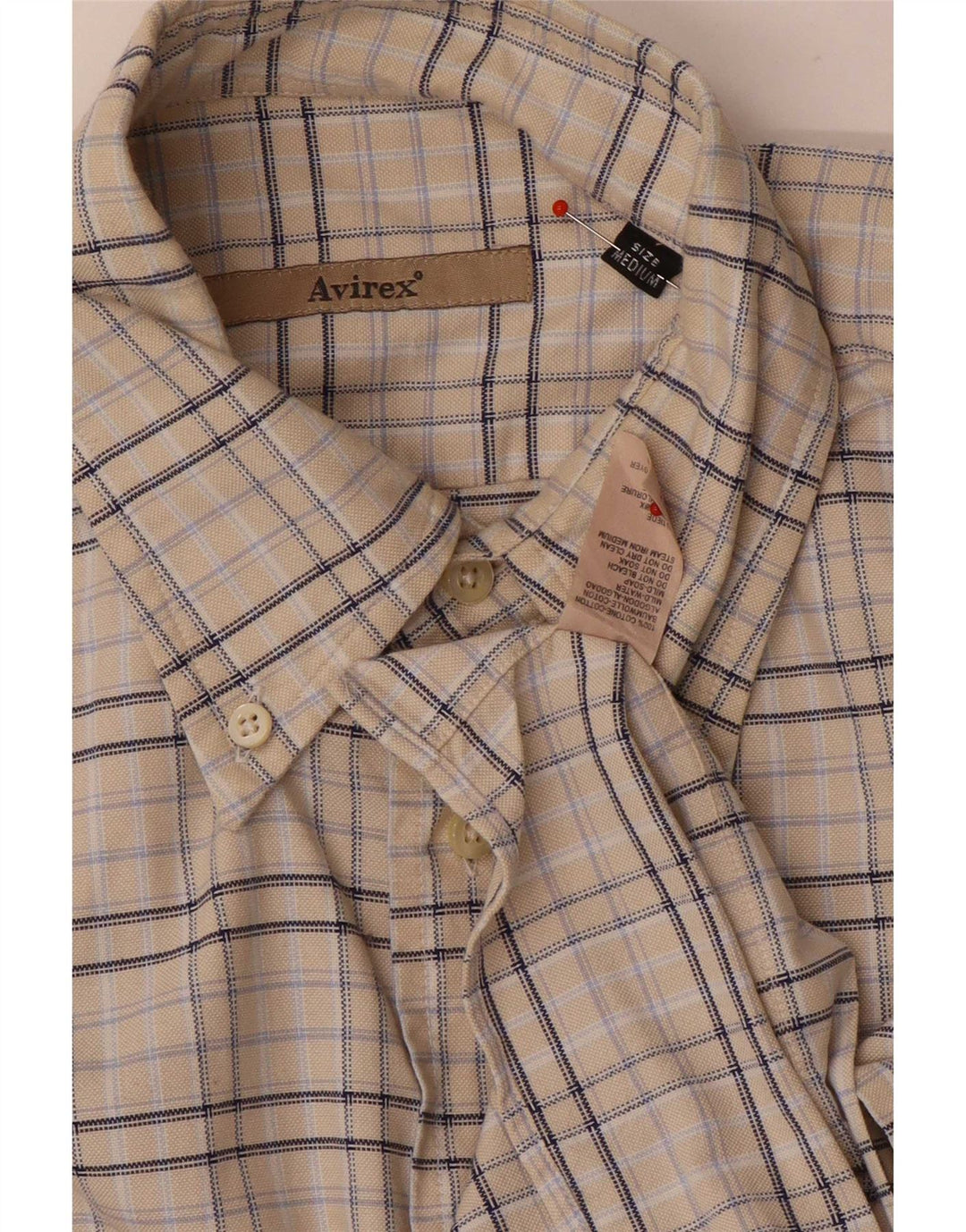Avirex Chemise en flanelle pour homme en coton à carreaux beige moyen