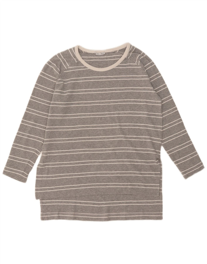 Zara Femme Top Manches Longues UK 44 Gris Moyen Rayé