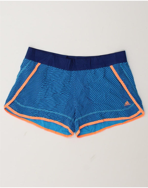 Adidas Short de sport Climalite pour femme UK 12/14 Bleu moyen à fines rayures
