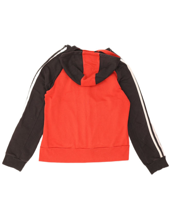 Adidas Pull à capuche zippé pour femme UK 14 Coton color block rouge moyen