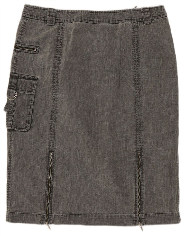Laura Ashley Jupe cargo en jean pour femme UK 10 Small W28 Gris Coton