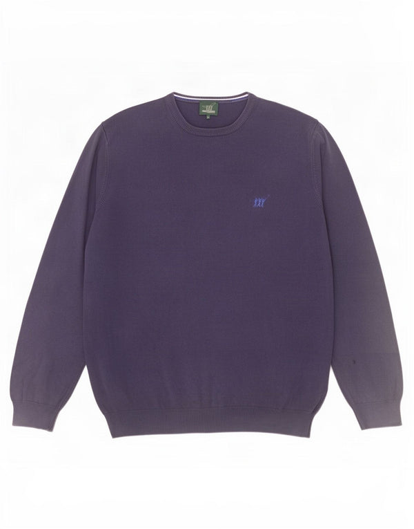 Henry Cottons Pull col rond pour homme XL en coton bleu marine