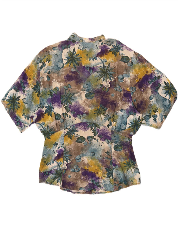 vintage Femme Chemise À Manches Courtes Blouse EU 40 Moyen Multicolore Floral