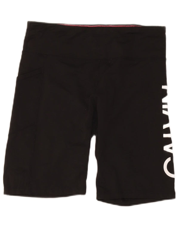 Calvin Klein Short de sport graphique pour femme UK 14 Large Noir Nylon