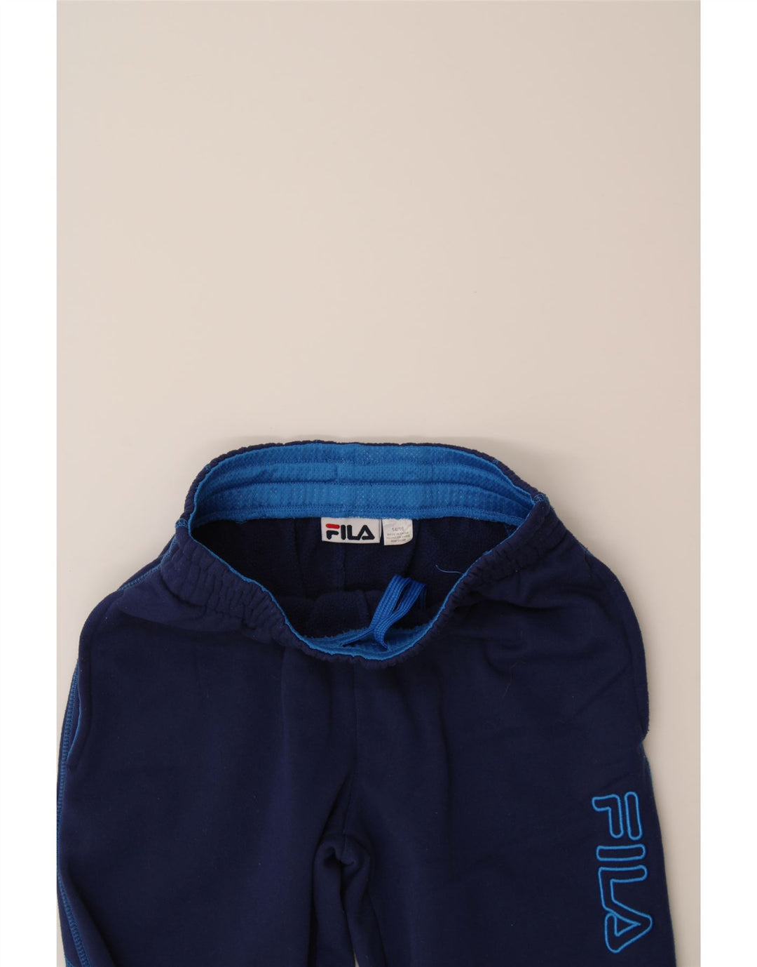 FILA Boys Graphic Tracksuit Trousers 12-13 Years Large Navy Blue Polyester Vintage Fila and Second-Hand Fila from Messina Hembry 