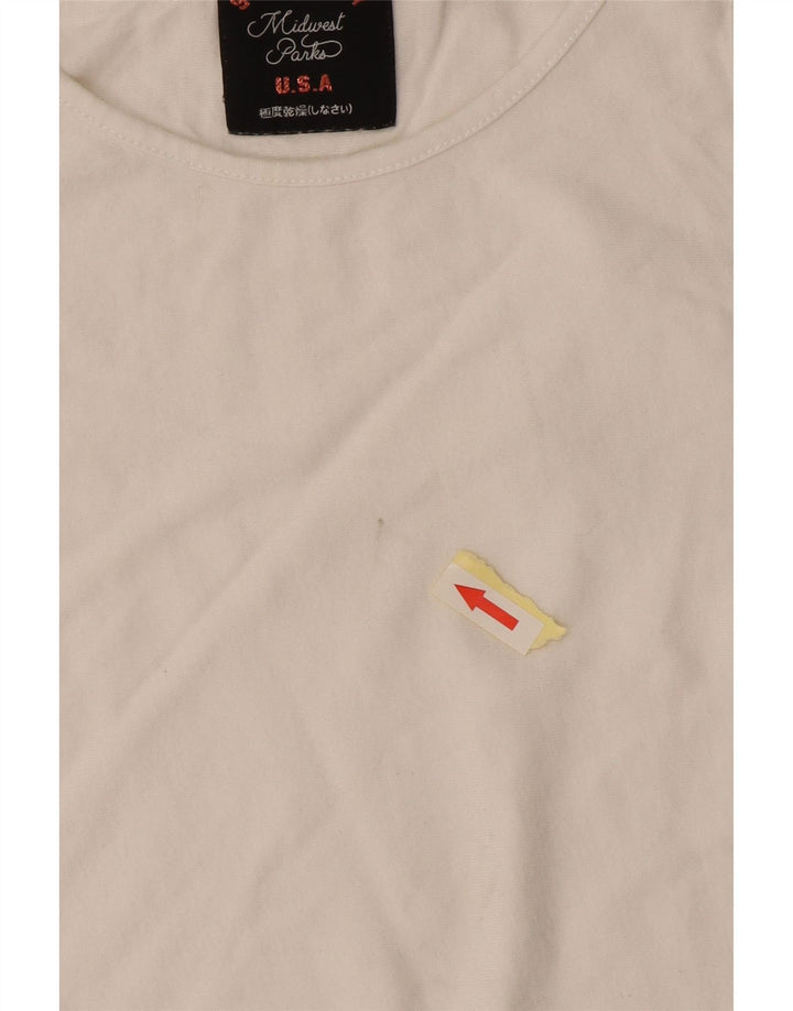 Superdry Femme Regular Fit T-Shirt Top UK 6 XS Blanc Cassé Coton