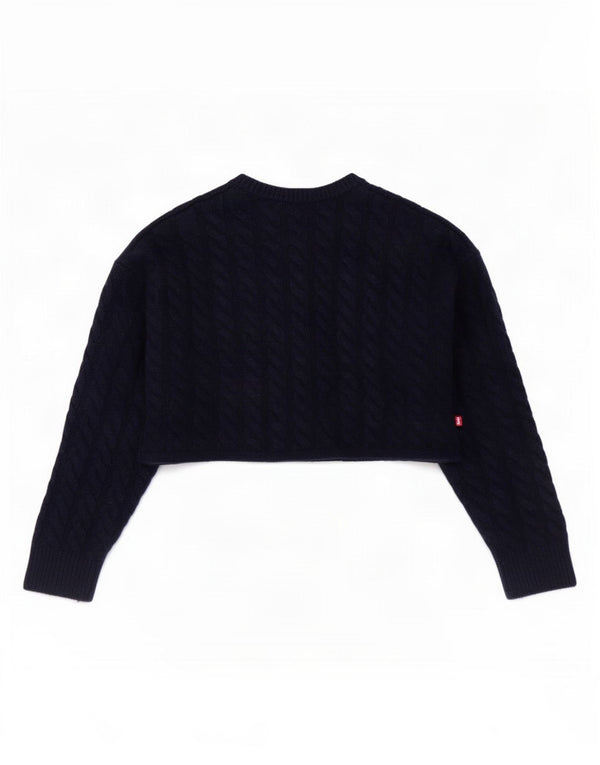 Levi's Pull Crop V-neck Jumper Femme UK 2 2XS Bleu Marine Laine