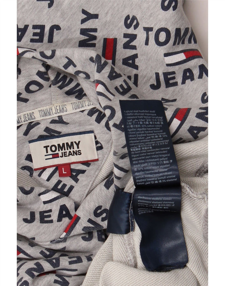 TOMMY HILFIGER Pull à capuche graphique pour homme Large Gris Coton
