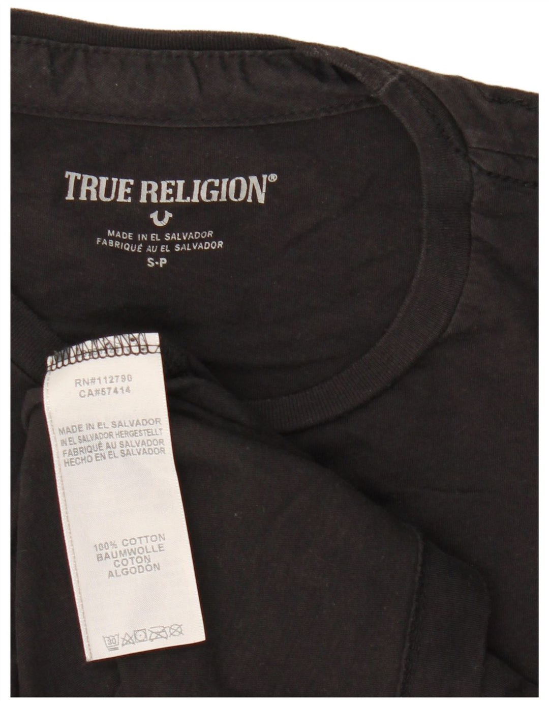True Religion T-shirt graphique pour homme Petit haut en coton noir