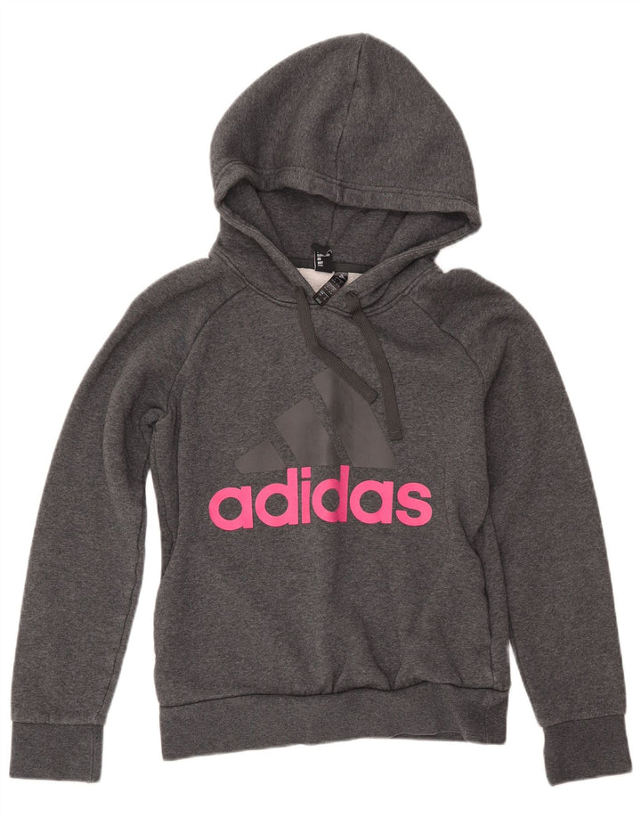 ADIDAS Pull à capuche graphique pour femme UK 8/10 Petit gris coton