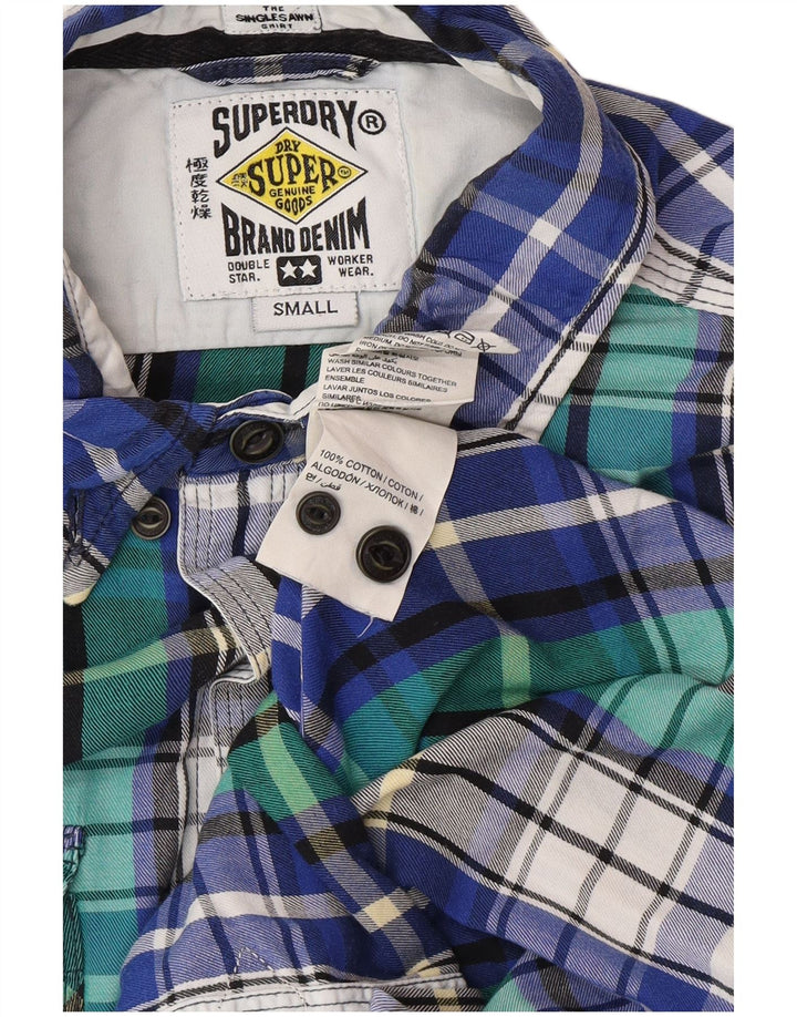 SUPERDRY Chemise Flanelle Homme Petit Carreau Bleu Coton
