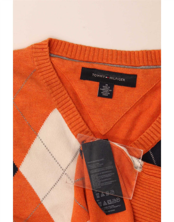 Tommy Hilfiger Pull col V Homme Orange Moyen Argyle/Diamant