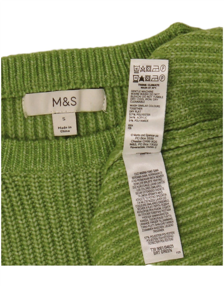 Marks & Spencer Pull col bateau pour femme UK 10 Petit Vert Polyester