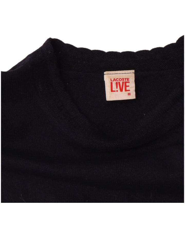Lacoste Pull court à col rond pour femme UK 12 en laine bleu marine moyen