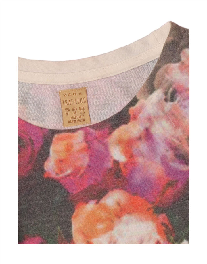 Zara Womens Trafaluc Sweatshirt Jumper UK 14 Moyen Multicolore Floral