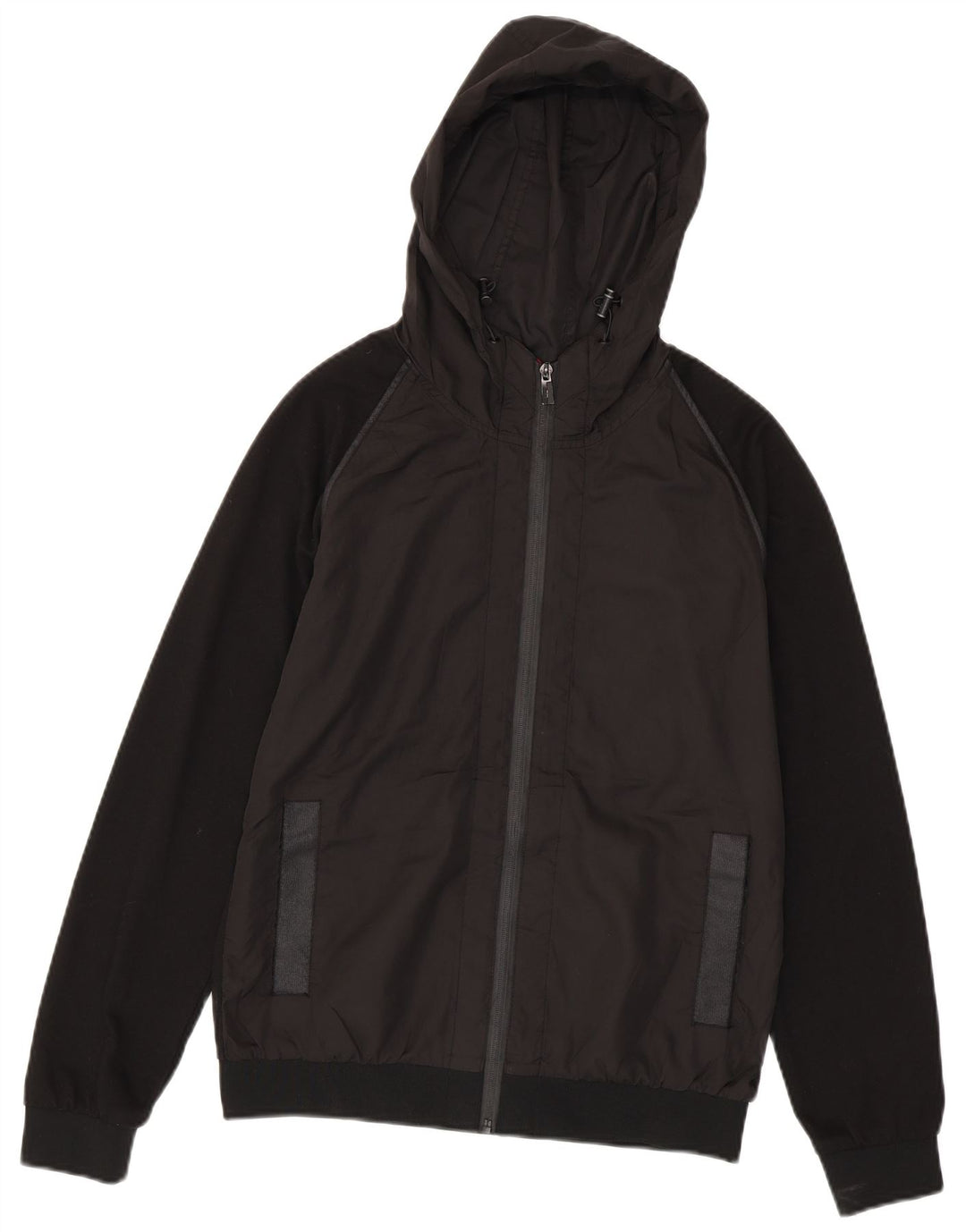 Zara Veste bomber à capuche pour homme UK 38 Medium Noir Colorblock Polyester