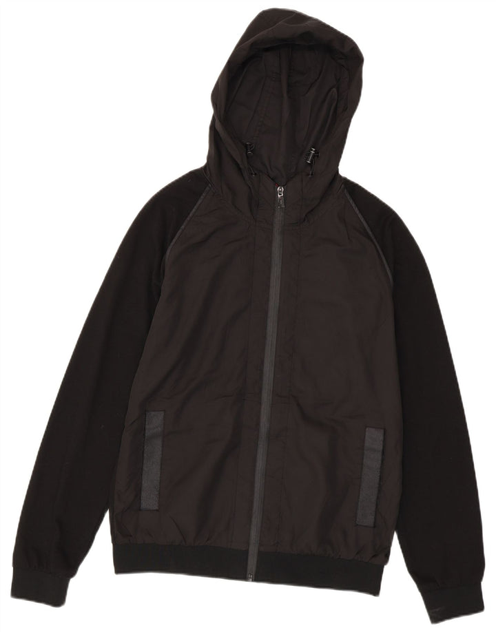 Zara Veste bomber à capuche pour homme UK 38 Medium Noir Colorblock Polyester