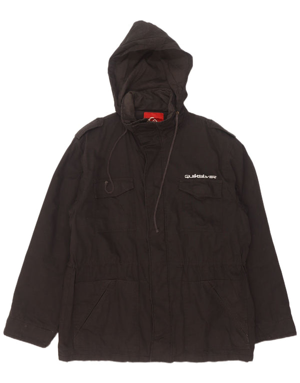 Quiksilver Veste militaire à capuche pour homme UK 42 XL Noir Coton
