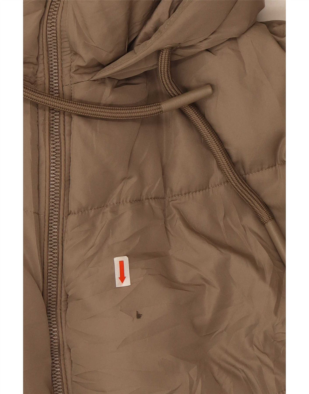 Zara Veste matelassée surdimensionnée à capuche pour femme UK 10 Small Marron Polyester