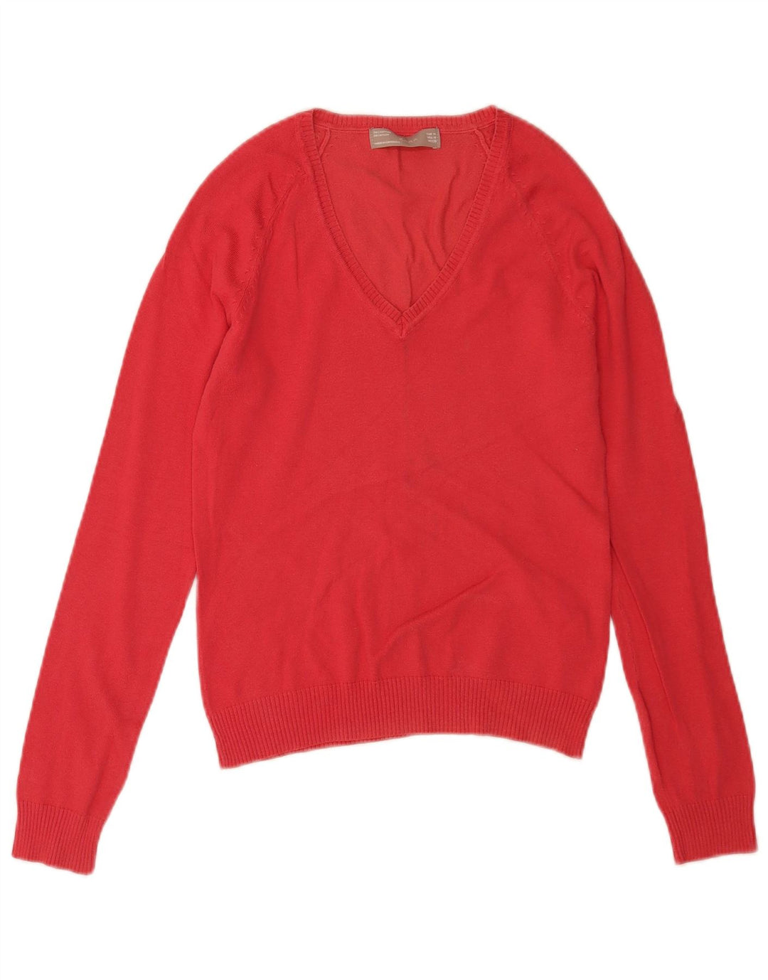 Zara Pull col en V pour femme UK 12 Rouge moyen Coton