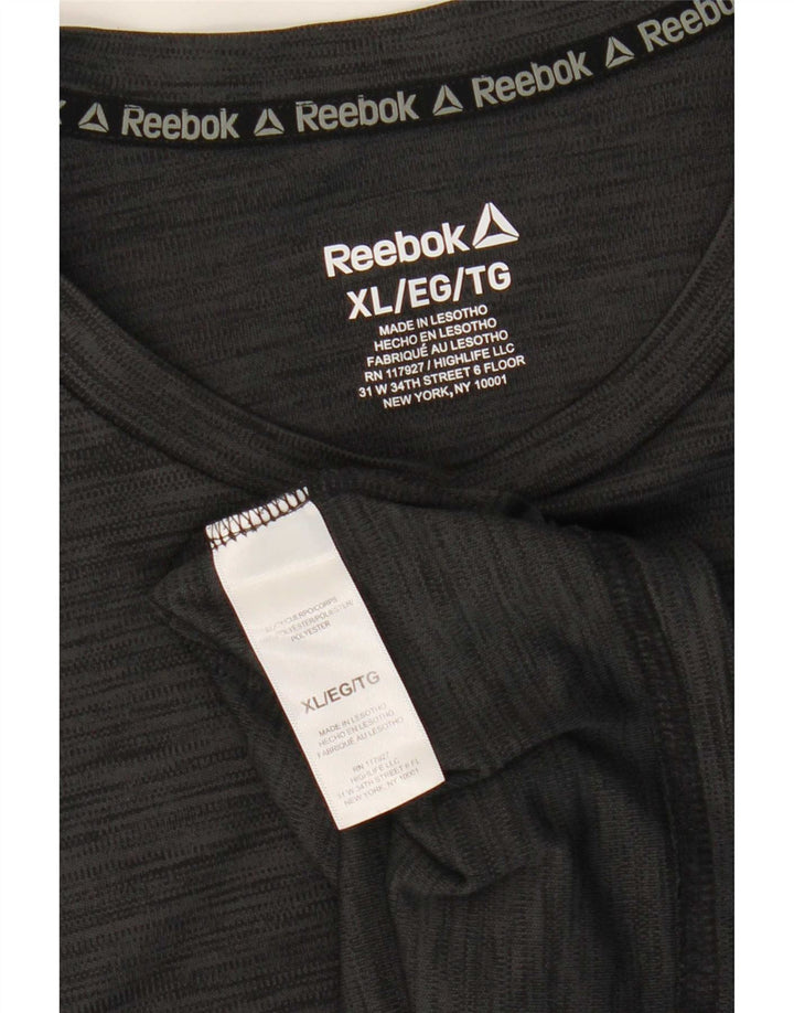 Reebok T-Shirt Top XL Homme Gris Moucheté Polyester
