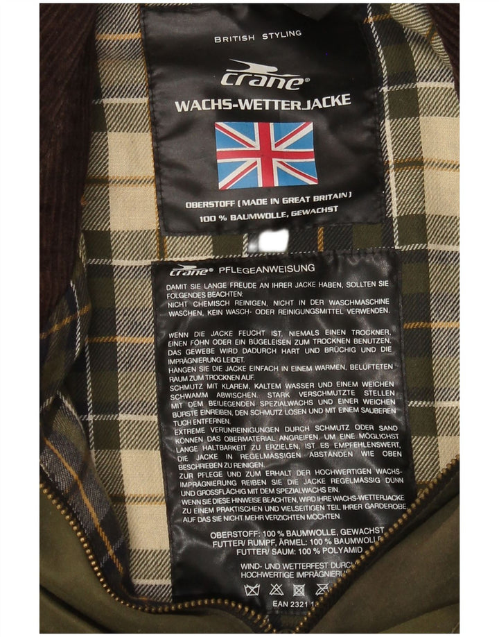 Crane Veste en coton ciré pour homme UK 38 Coton vert moyen