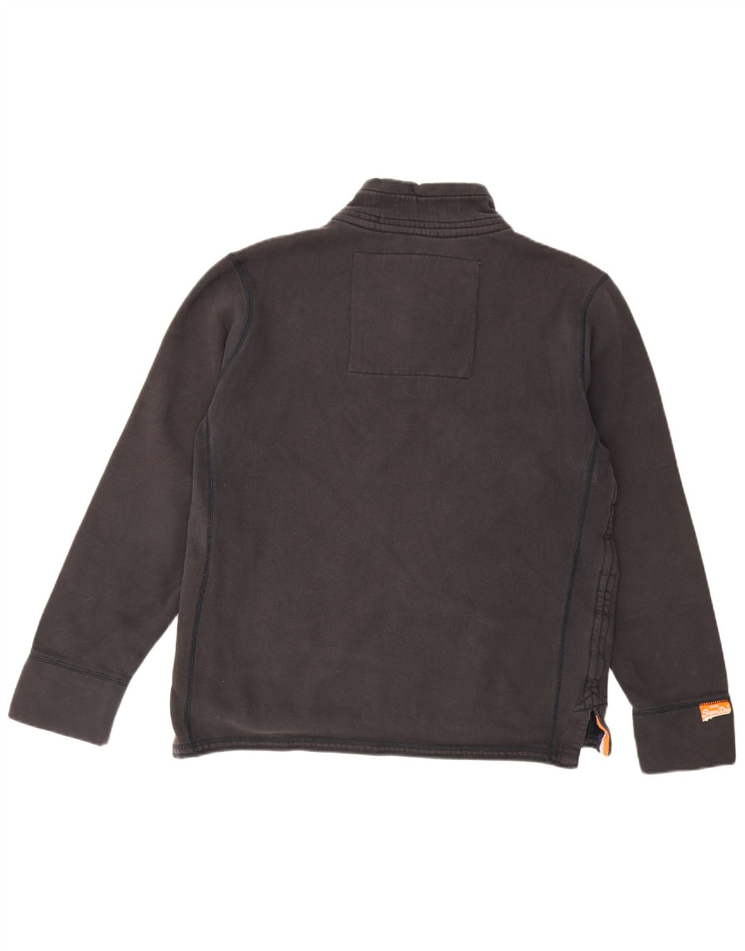 Superdry Homme Graphic Button Neck Sweatshirt Jumper XL Noir Coton