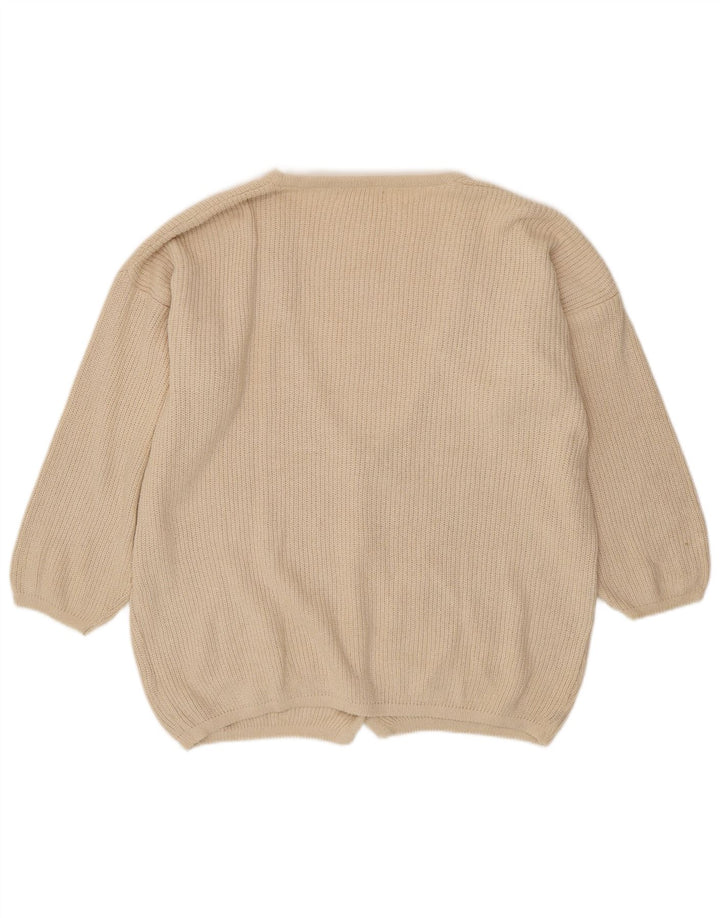 VINTAGE Pull cardigan surdimensionné pour femme EU 46/48 XL Blanc cassé