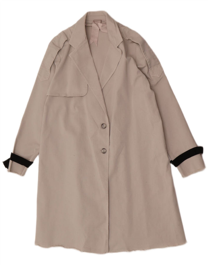 vintage Femme Trench Coat UK 10 Petit Coton Gris
