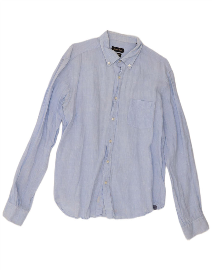 Massimo Dutti Chemise Homme XL Bleu Lin