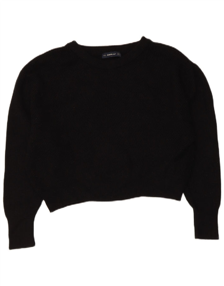 ZARA Pull court surdimensionné à col bateau pour femme UK 14 Noir moyen