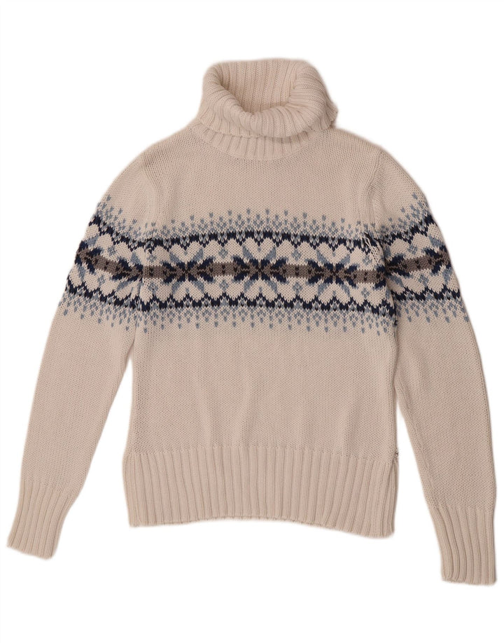 Tom Tailor Pull col roulé pour femme UK 14 Large Blanc Fair Isle