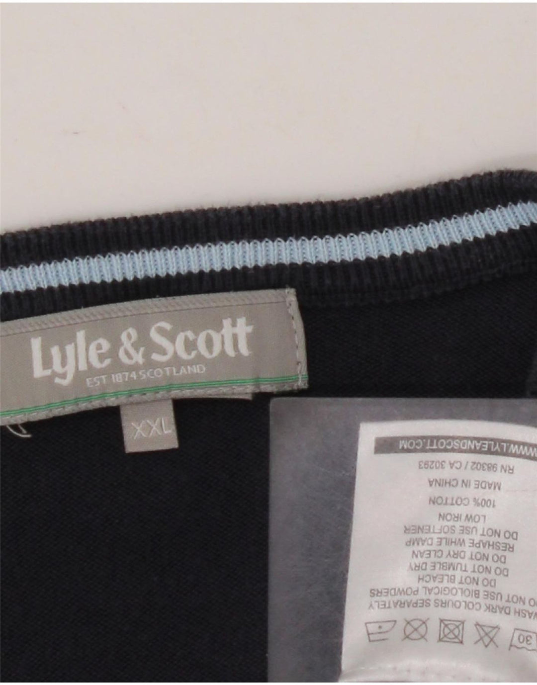 LYLE & SCOTT Pull col V pour homme 2XL Bleu marine Argyle/Diamant