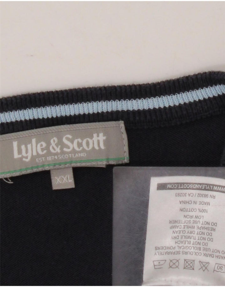 LYLE & SCOTT Pull col V pour homme 2XL Bleu marine Argyle/Diamant