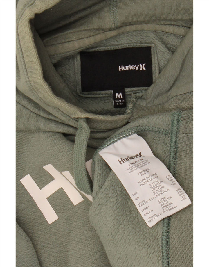 HURLEY Pull à capuche graphique pour femme UK 14 Coton vert moyen