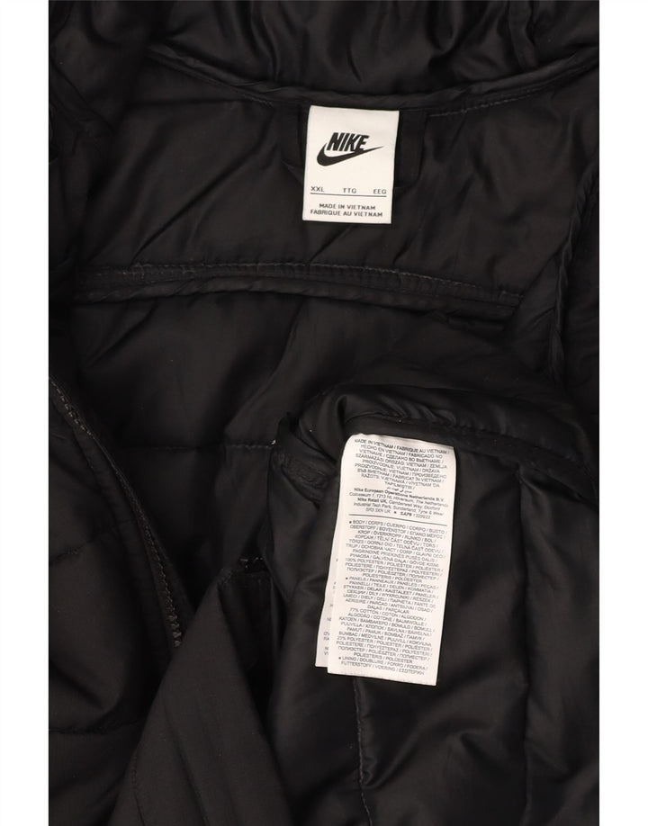 NIKE Veste matelassée à capuche pour hommes UK 44 2XL Noir Polyester
