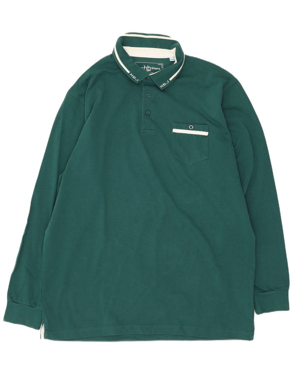 Harmont & Blaine Polo à manches longues pour homme, coupe régulière, 3XL, vert, coton