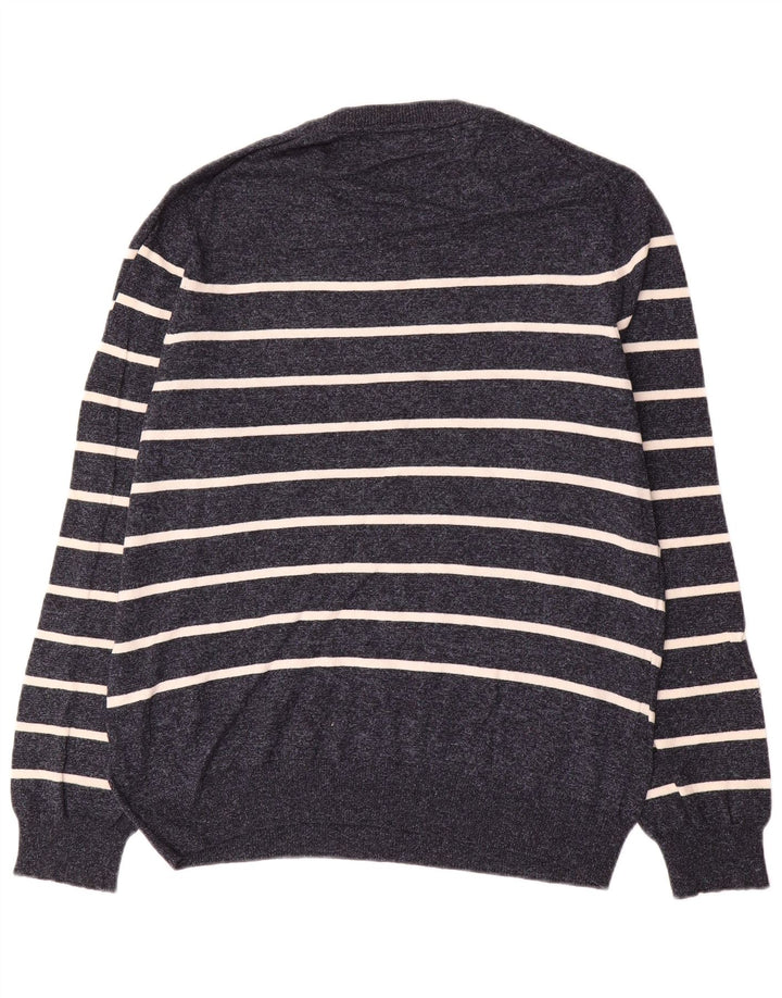 Marks & Spencer Pull à col rond pour homme Large rayé bleu marine