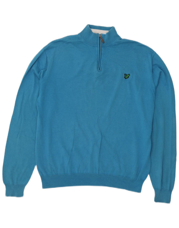 Lyle & Scott Pull à col zippé pour homme XL Bleu Coton