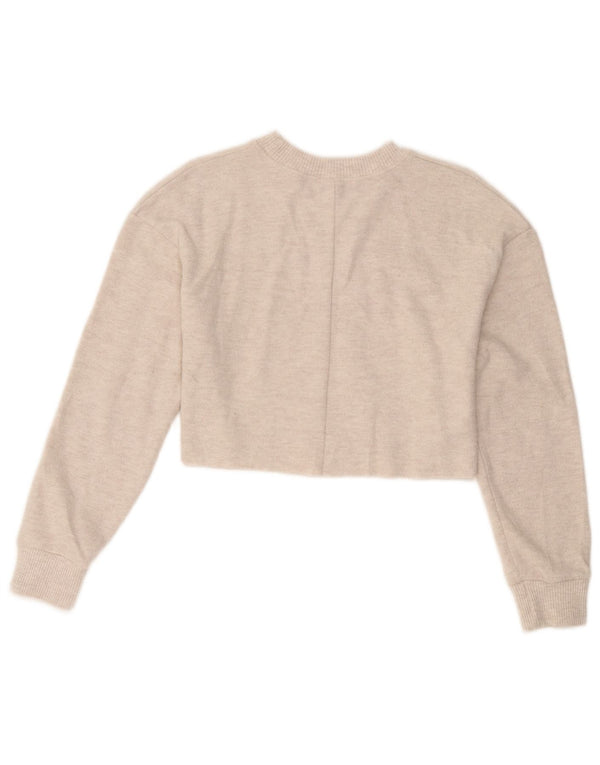 Zara Pull court surdimensionné à col rond pour femme UK 10 Petit Beige