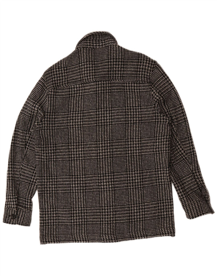 Zara Mens Utility Jacket Large Noir Pied-de-Poule Polyester