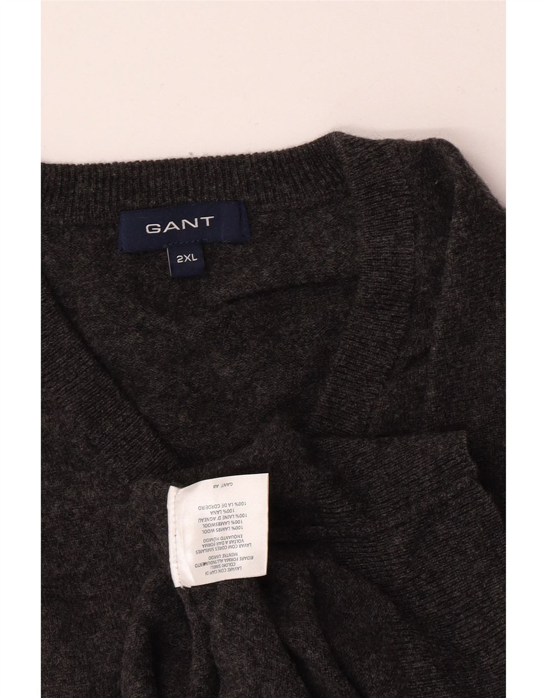 Gant Pull col V homme 2XL gris laine d'agneau