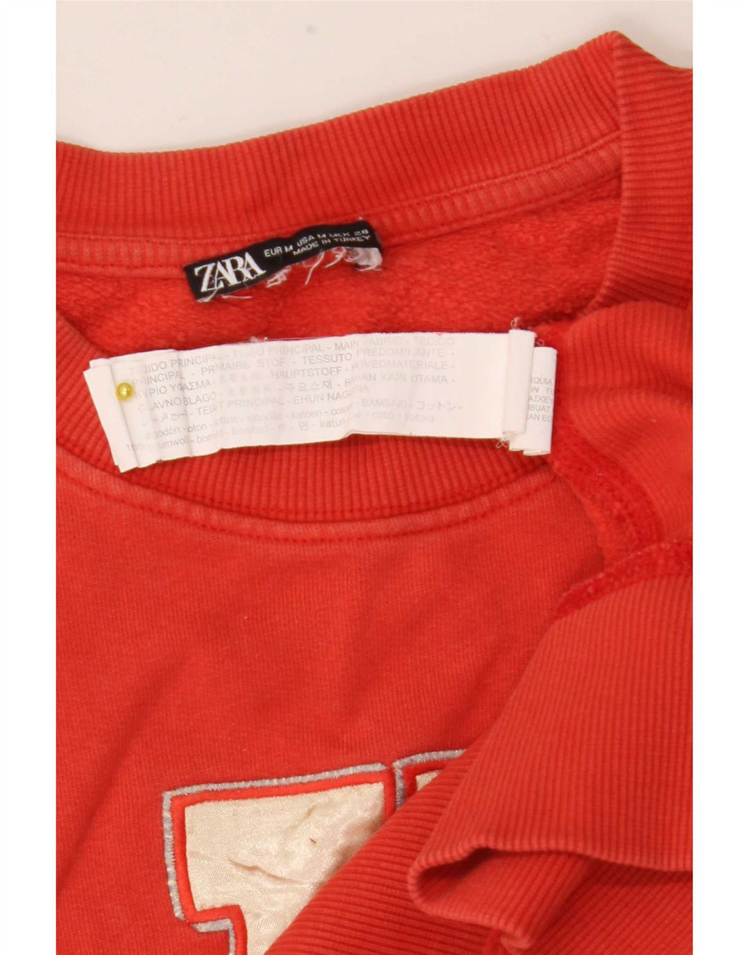 Zara Womens Graphic Sweatshirt Jumper UK 14 Coton Rouge Moyen