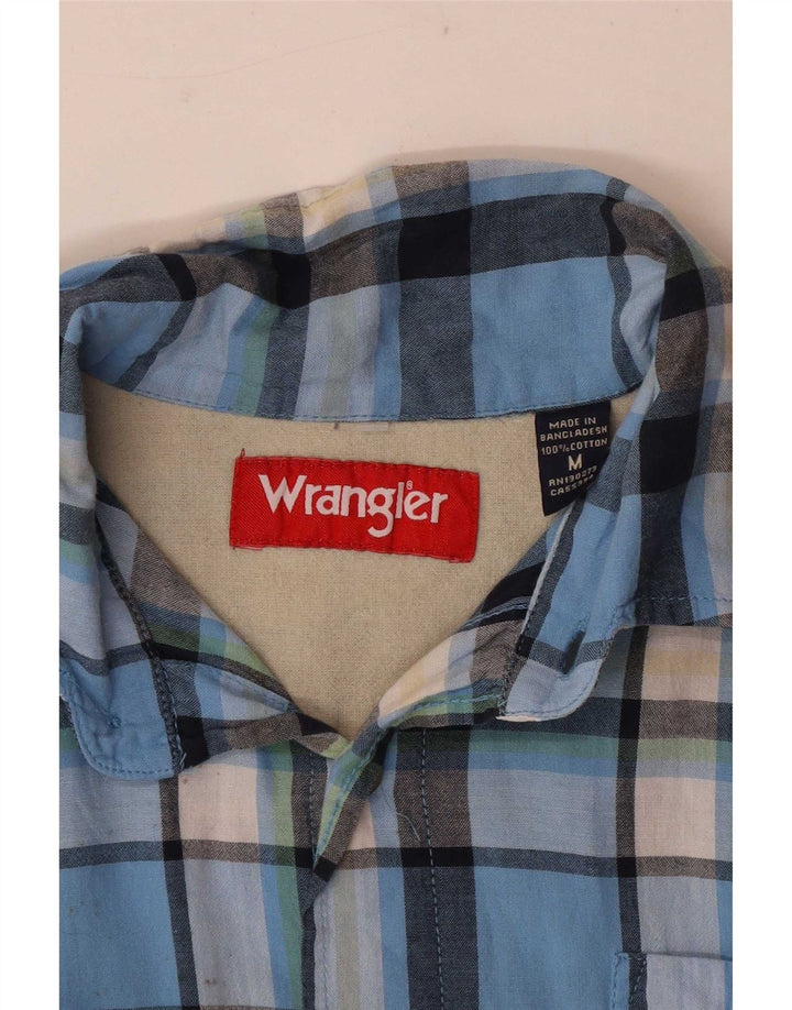 Wrangler Chemise à manches courtes pour homme en coton à carreaux bleu moyen