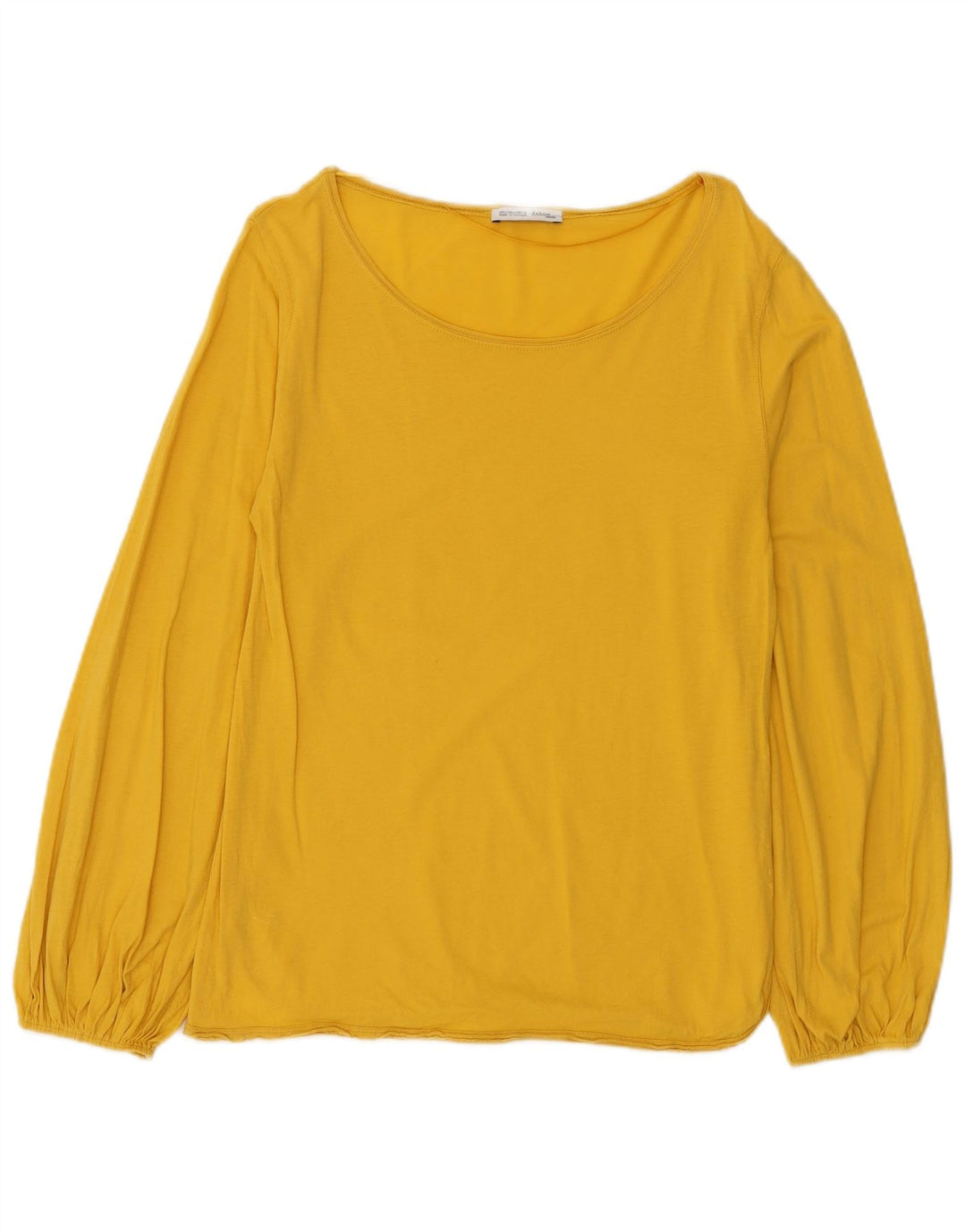 Zara Femme Top Manches Longues UK 10 Petit Coton Jaune
